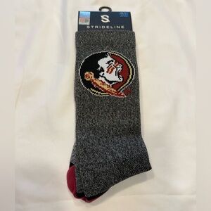 Strideline Florida State University Gray and Red Socks with Logo